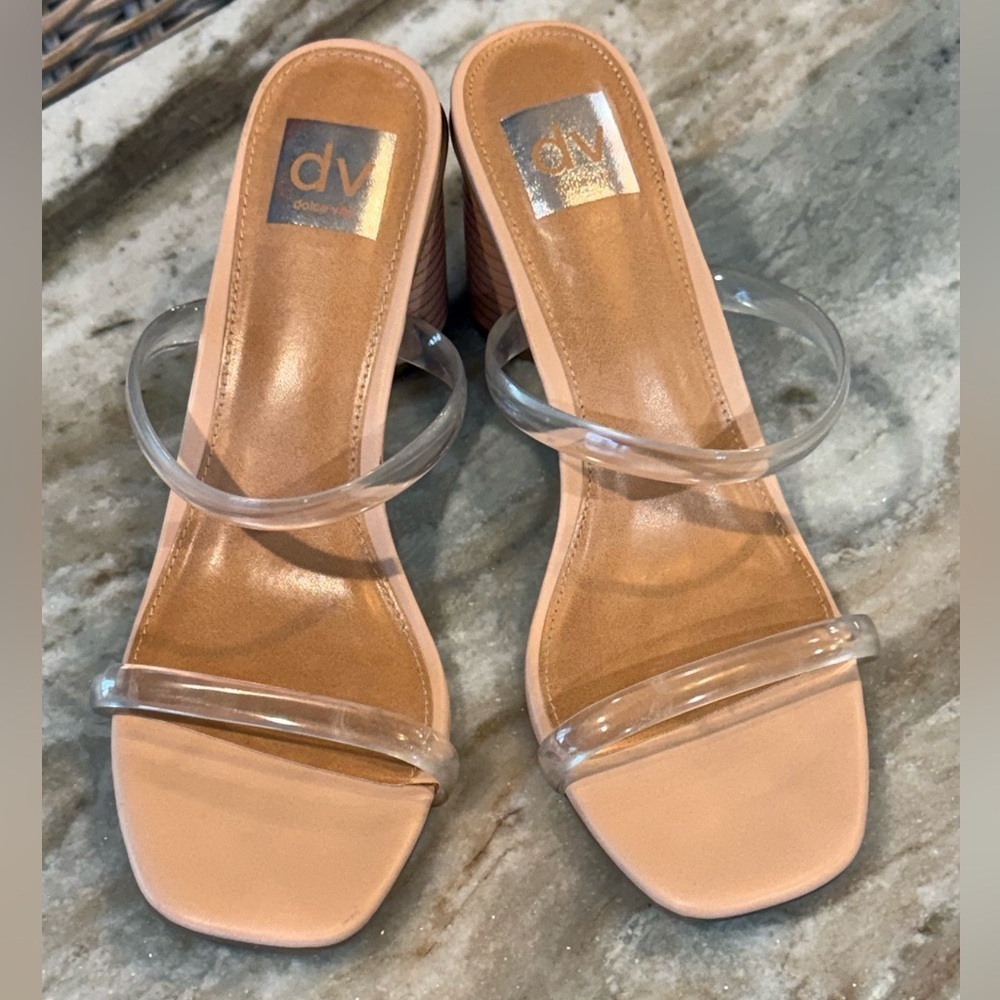 Women’s DOLCE VITA Merrick nude/clear heeled sandals- Size 9 - Picture 2 of 7